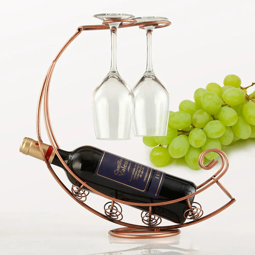 Suporte de Vinho com Design Espiralado em Cobre